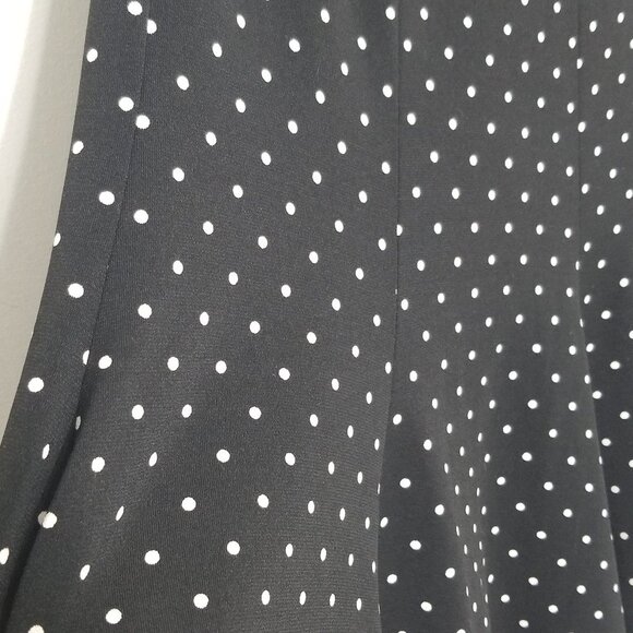 Proportion Petite Black Skirt White Polka Dot Business Casual Fit & Flare Skirt - Picture 2 of 5